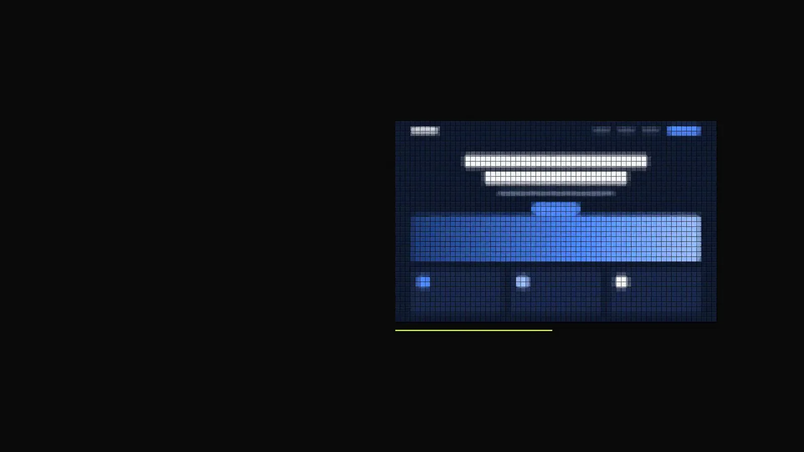 A navy and blue website mock-up with a bold centered headline
