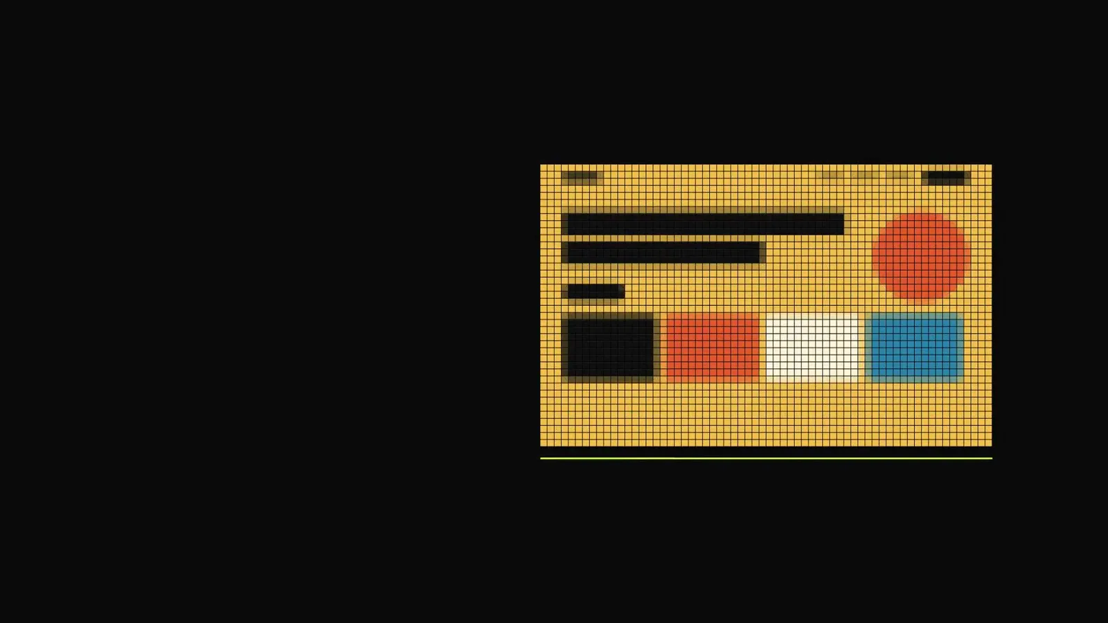 A mustard-yellow website mock-up with color swatches